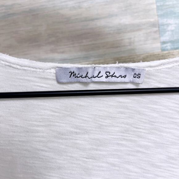 Michael Stars Ruffle Tank Top White Supima Cotton Slub Knit Womens OS One Size - Picture 5 of 6